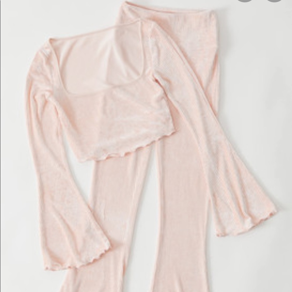 Out From Under Paisley Plisse Cropped Top & Flare Pant